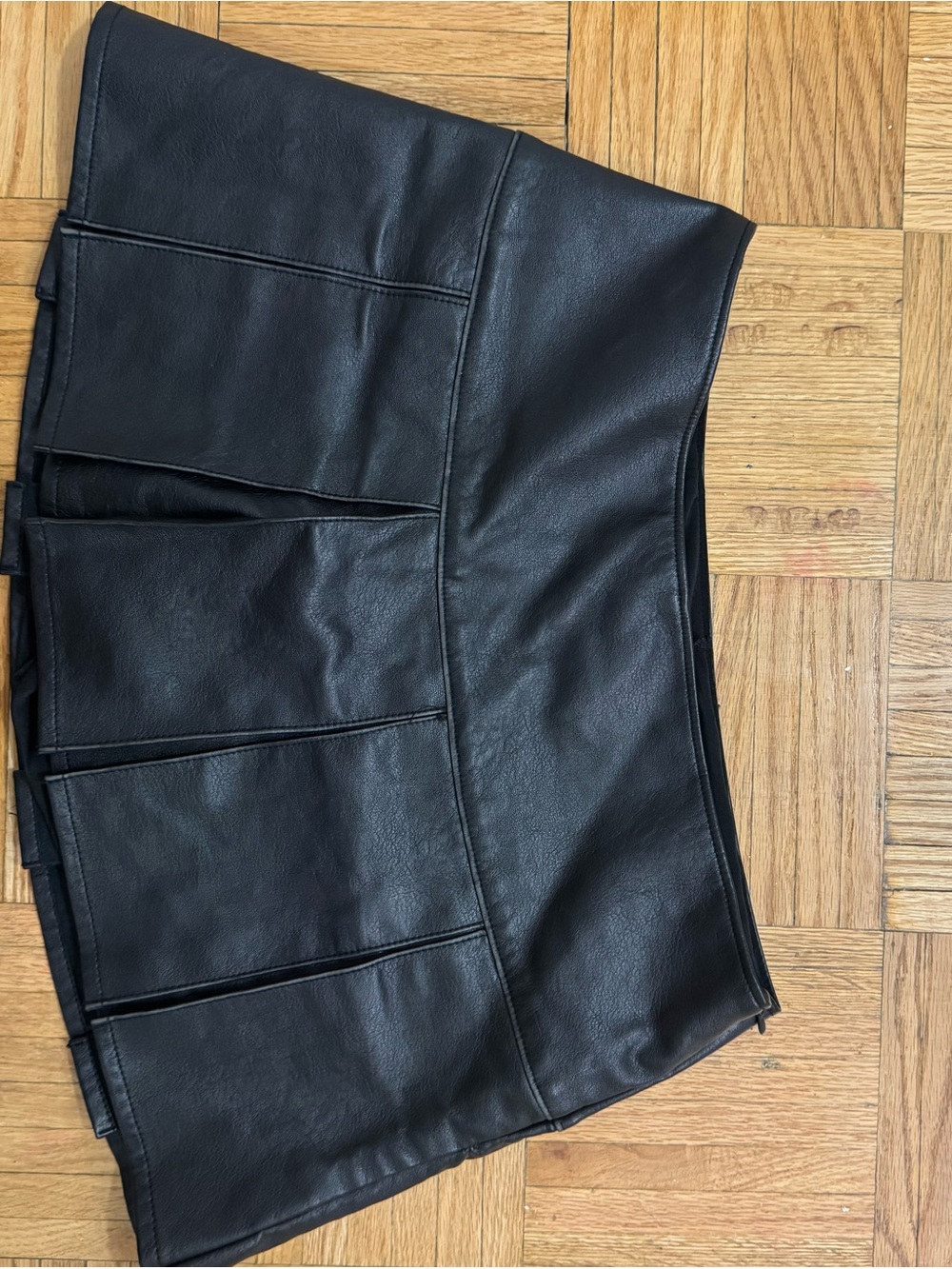 Garage Black Faux Leather Pleated Mini Skirt